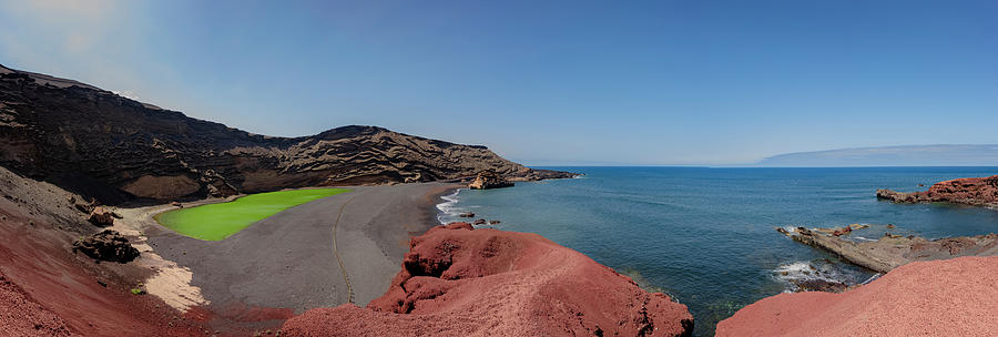 The Green Lagoon In El Golfo On The Canary Island Lanzarote. El Golfo, Lanzarote, Canary Islands, Spain, Europe Photograph by Christoph Olesinski