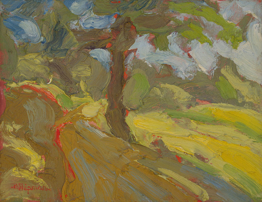 The Green Tree by the Pathway Painting by Michael Shipman
