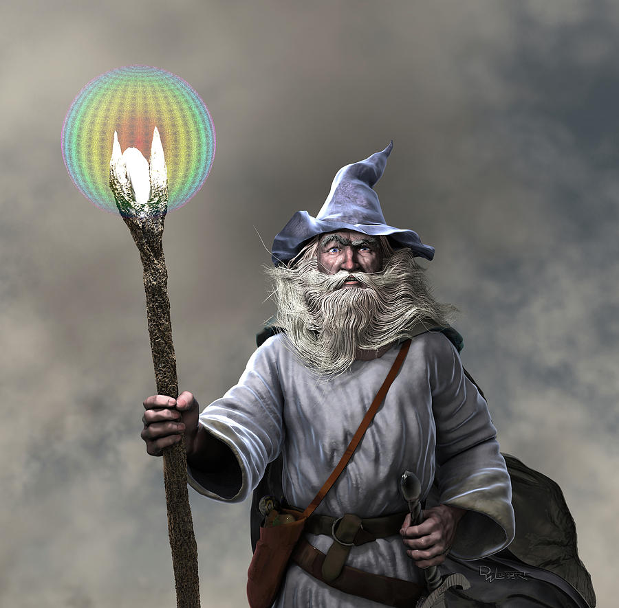 The Grey Wizard Digital Art by David Luebbert