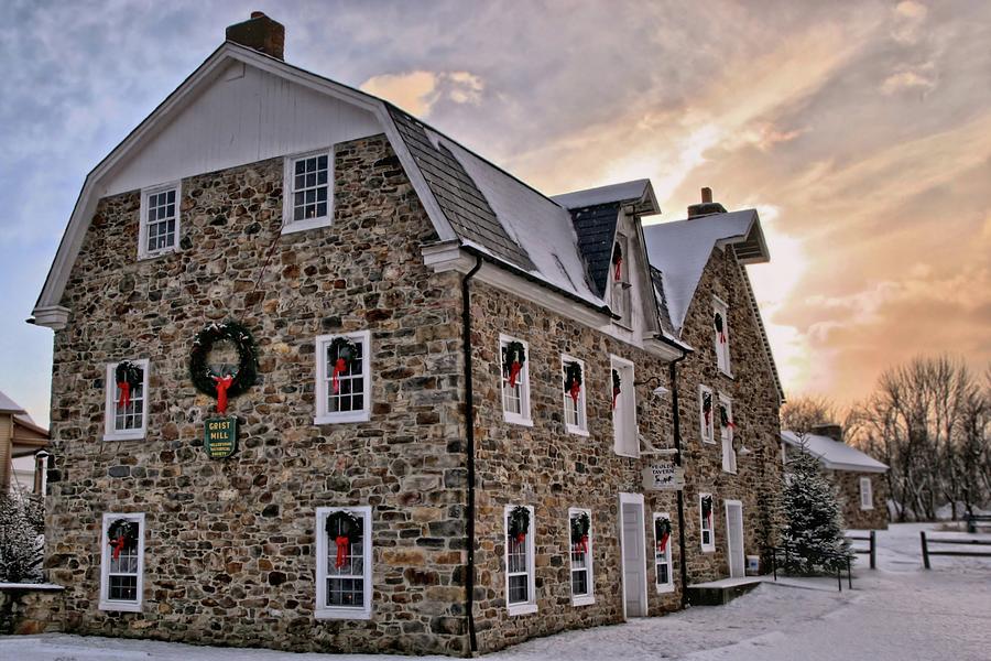 Winter Photograph - The Grist Mill and Ye Old Tavern by DJ Florek