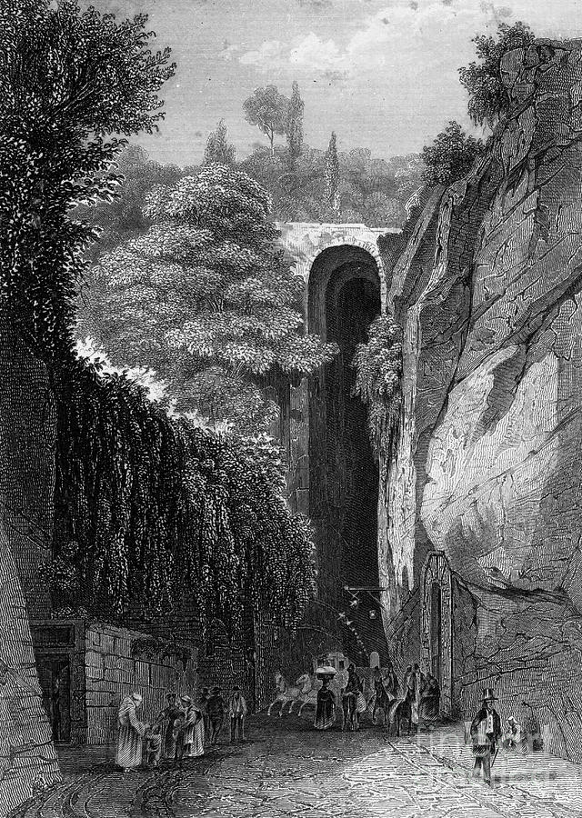 The Grotto Of Posillipo Near Naples Drawing by Print Collector