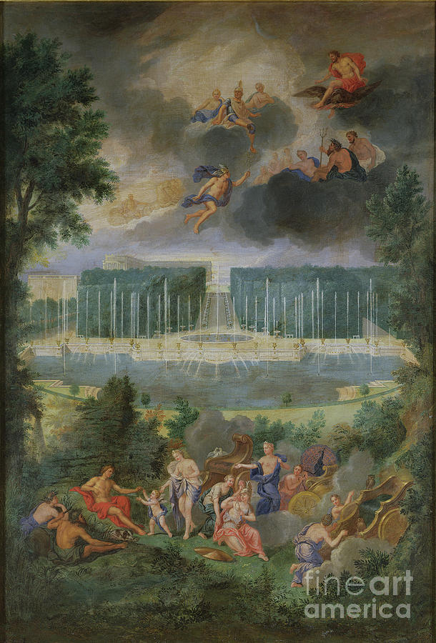 The Groves Of Versailles. View Of The Pool Of Neptune And Walkway With The Judgement Of Paris, 1688-93 Painting by Jean The Younger Cotelle
