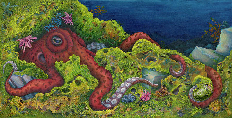 Octopus Painting - The Guardian by Tim Marsh