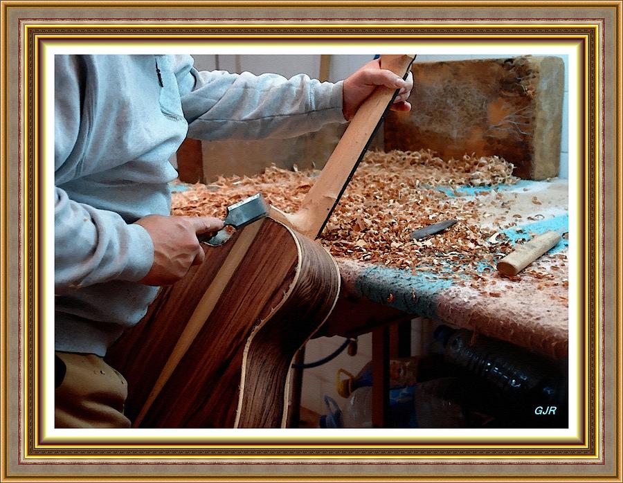 The Guitar Maker L A S - With Printed Frame. Digital Art