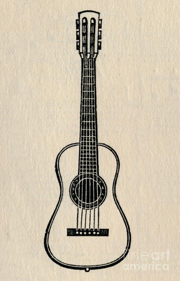 The Guitar Drawing by Print Collector