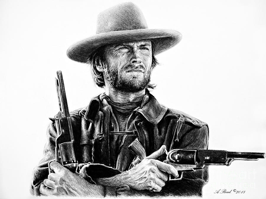 Clint Eastwood Drawing - The Gunfighter Josey Wales by Andrew Read