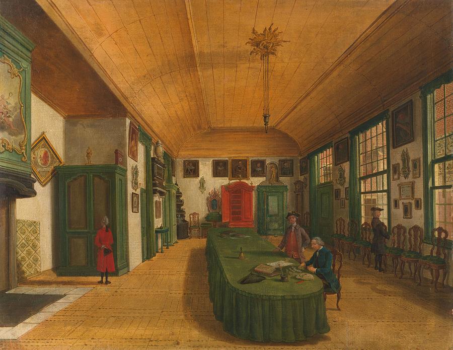 The Hall of the Artistic Society Kunst wordt door Arbeid verkregen -Art is Acquired through Lab... Painting by Paulus Constantijn la Fargue -mentioned on object-