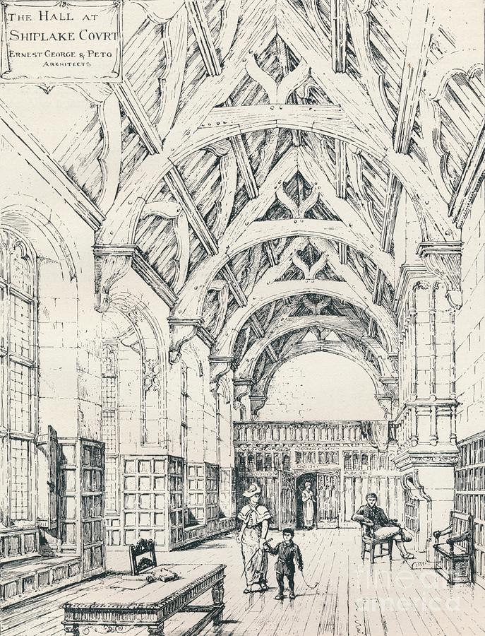 The Hall, Shiplake Court, 1898 Drawing by Print Collector