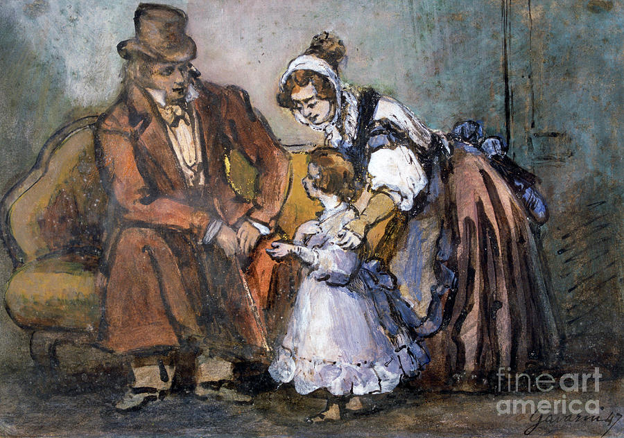 The Happy Family, 1847. Artist Paul Drawing by Print Collector