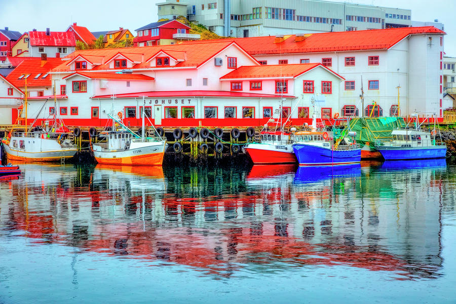 The Harbor of Honningsvag Norway Painting Photograph by Debra and Dave Vanderlaan