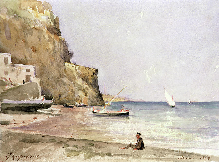 The Harbour Of Sorrento, 1864 Painting by Henri-joseph Harpignies ...