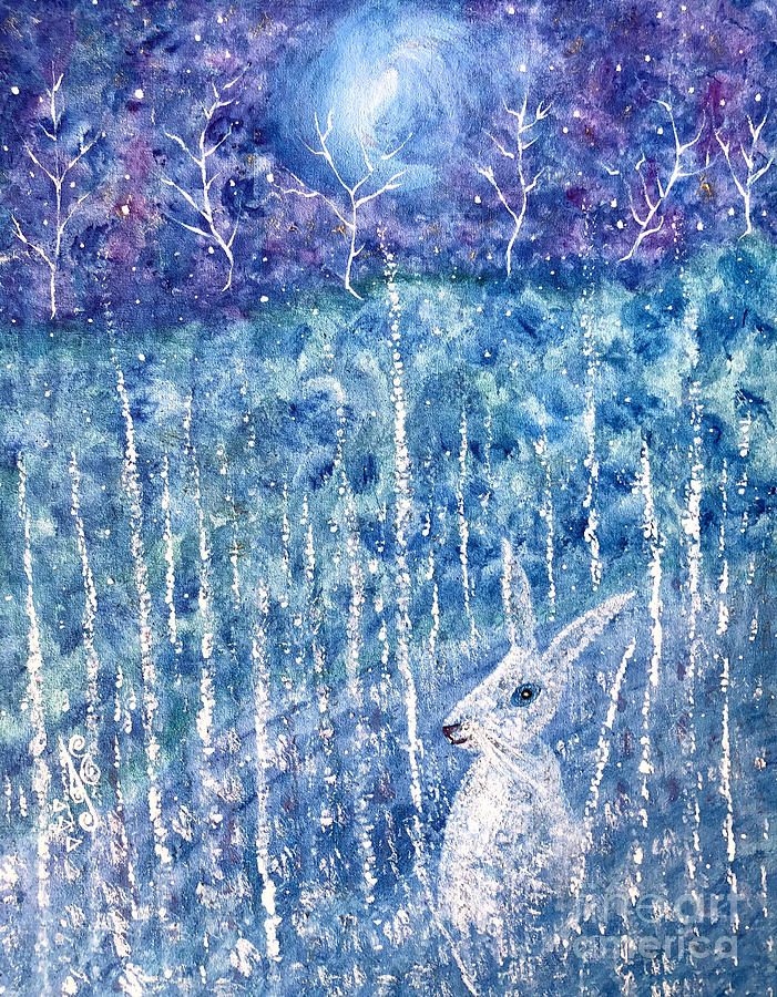 The Hare and the Moon Painting by Julie Engelhardt Fine Art America