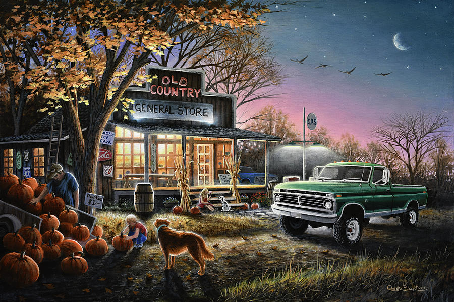 Animal Painting - The Harvest Moon by Chuck Black