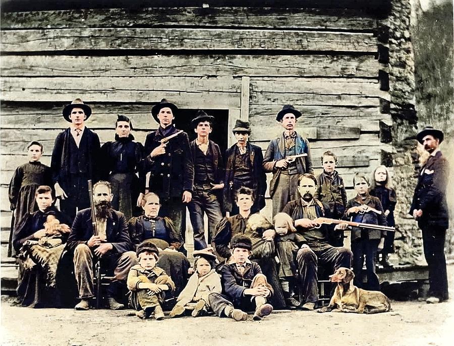 Vintage Painting - The Hatfield clan in 1897 colorized by Ahmet Asar by Celestial Images