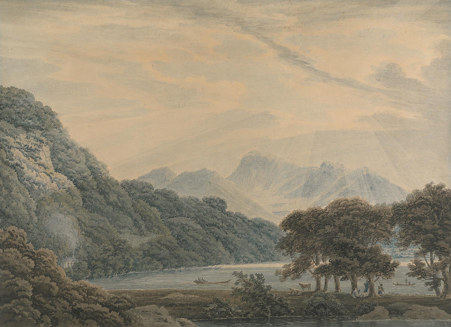 The Head of Ullswater, With the Lodge of Patterdale on the Left Drawing by Thomas Sunderland