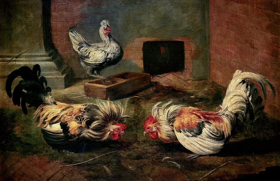 The Henhouse, First half 17th century, Flemish School, Oil on canvas, 99 cm x 1... Painting by Frans Snyders -1579-1657-