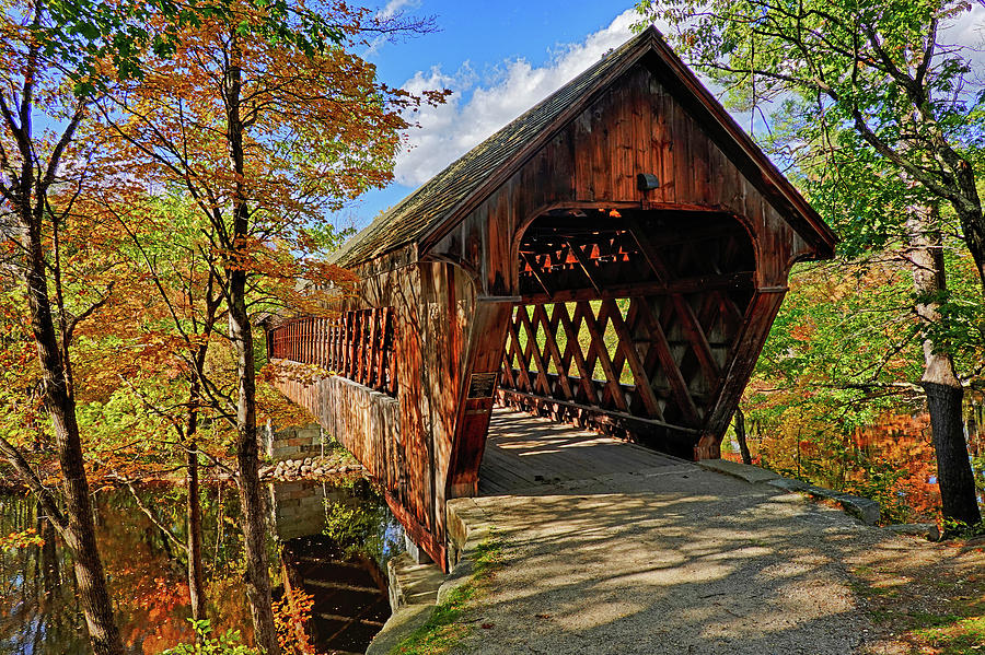 The Henniker Covered Bridge Henniker NH New Hampshire in Autumn Photograph by Toby McGuire