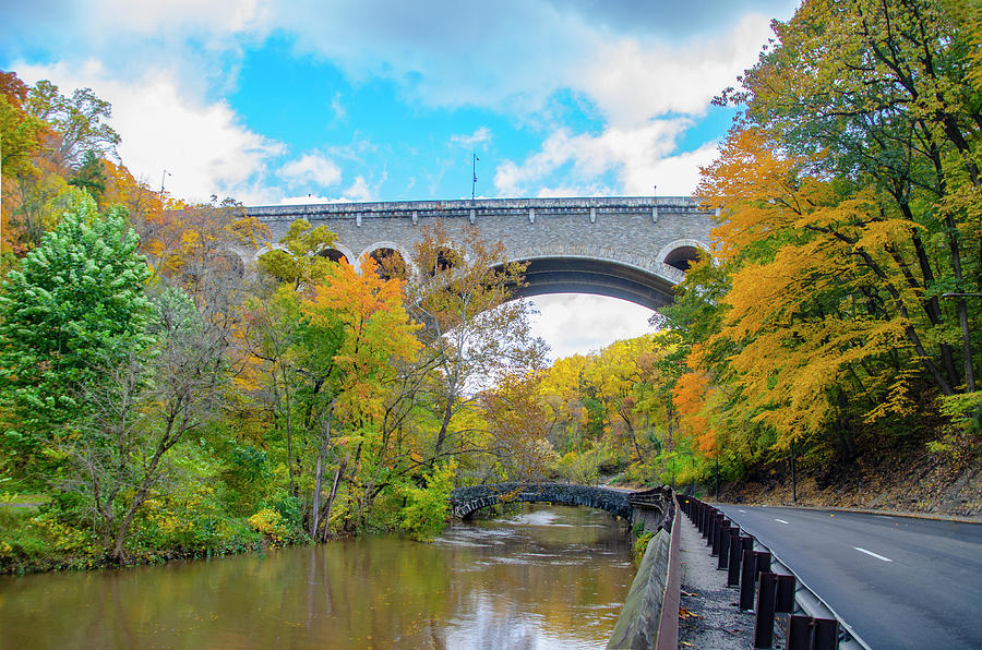 The Henry Avenue Bridge with Peak Fall Colors Photograph by Bill Cannon