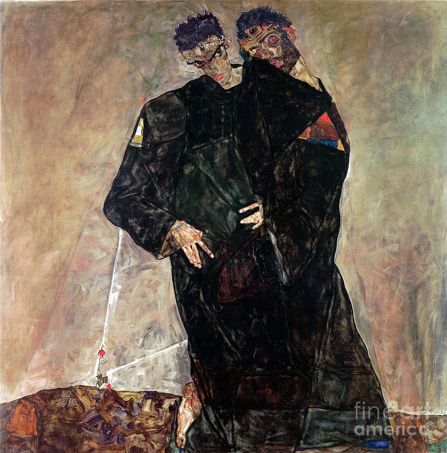 The Hermits By Egon Schiele Painting by Egon Schiele