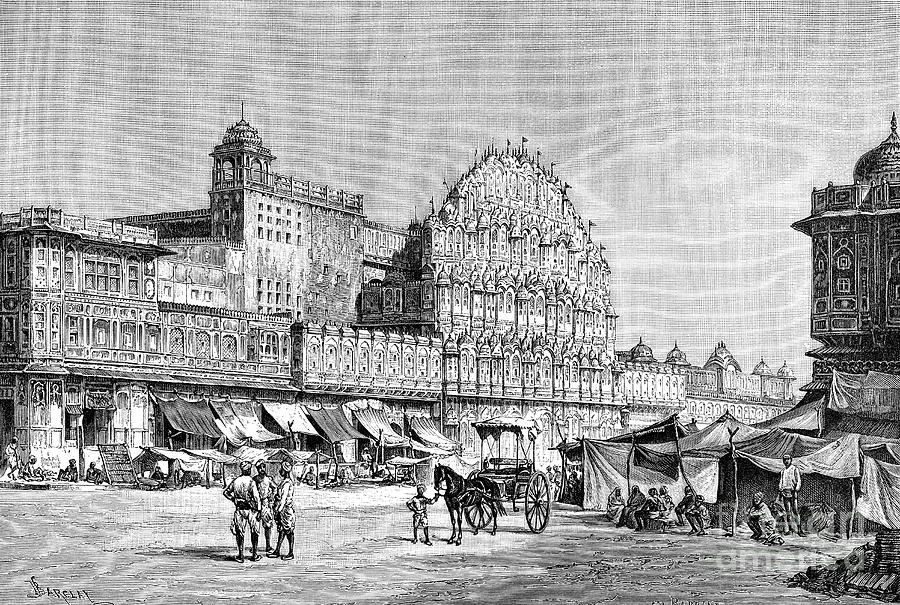 The High Street In Jaipur, India, 1895 Drawing by Print Collector
