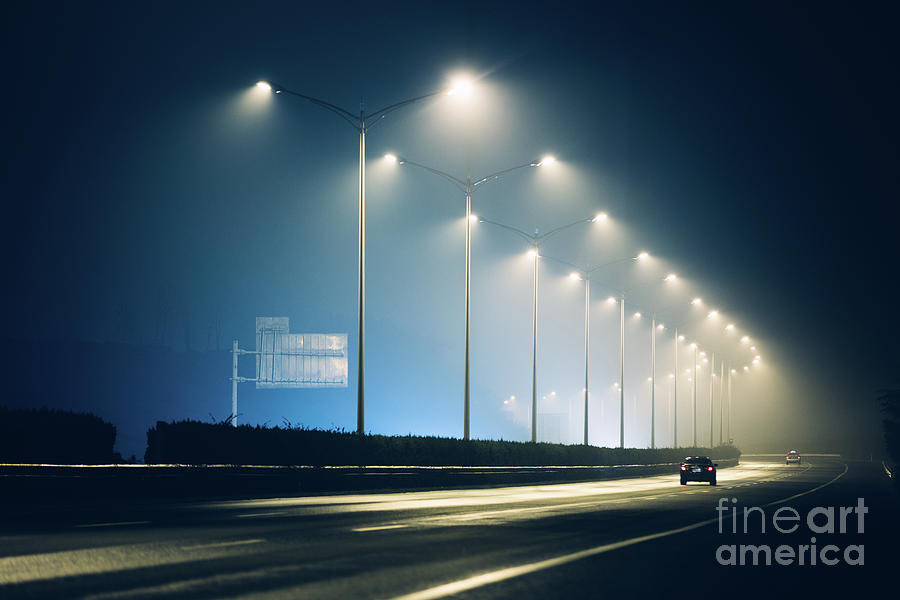 The Highway Lamps Photograph by Wangwukong