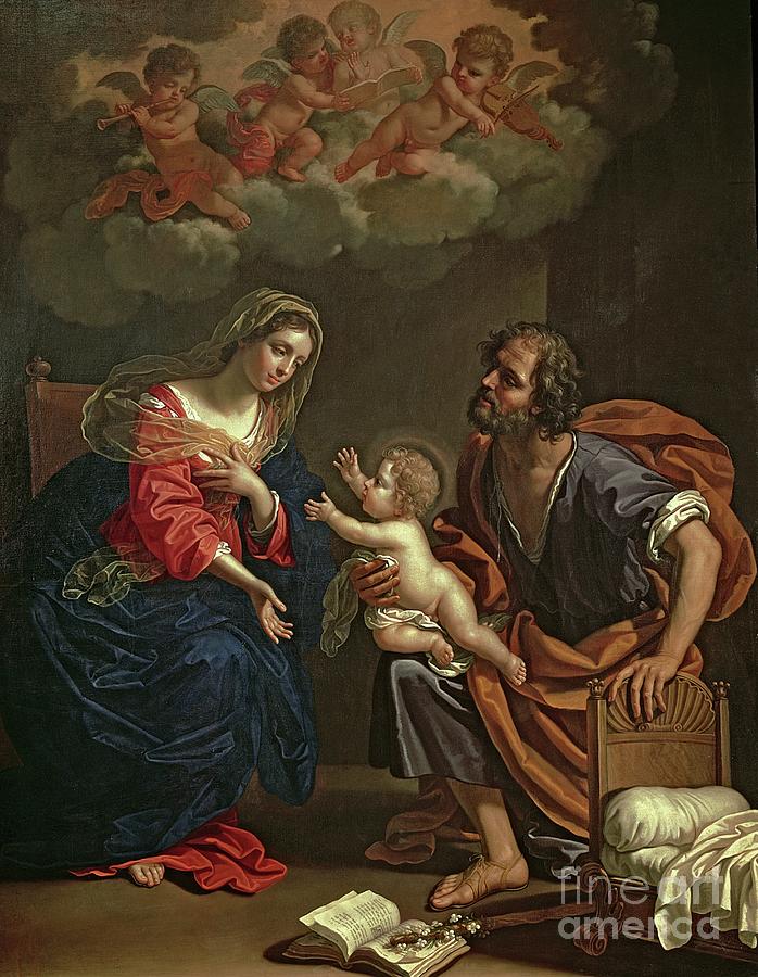 The Holy Family By Benedetto The Younger Gennari Painting by Benedetto The Younger Gennari