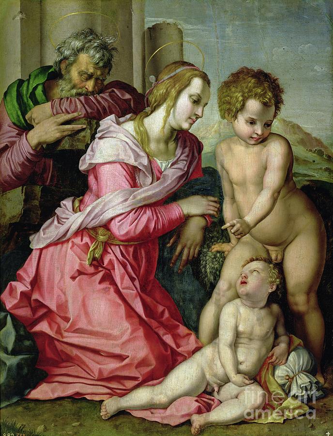 Madonna Painting - The Holy Family by Jacopo Pontormo