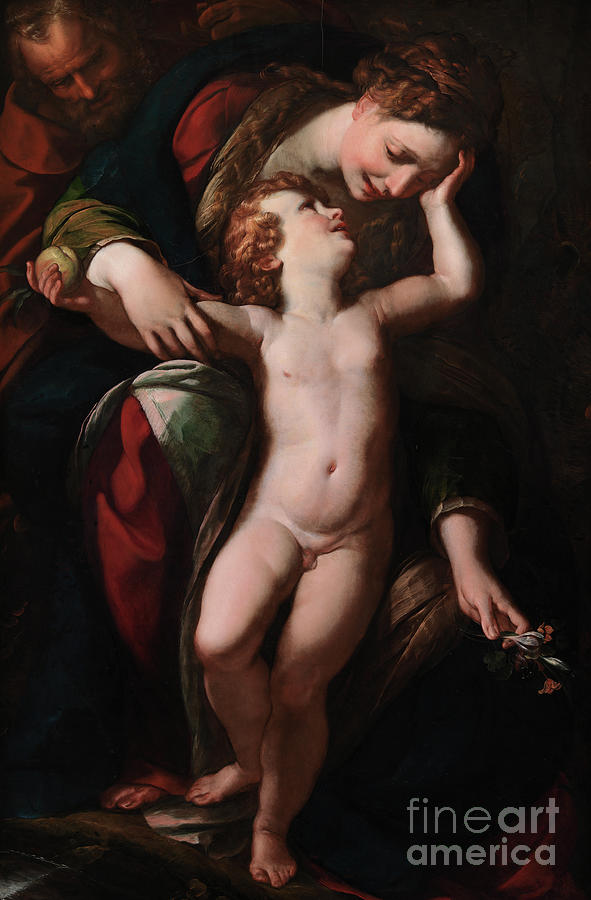 Holy Painting - The Holy Family, The Rest On The Flight Into Egypt by Giulio Cesare Procaccini Holy Painting - The Holy Family, The Rest On The Flight Into Egypt by Giulio Cesare Procaccini