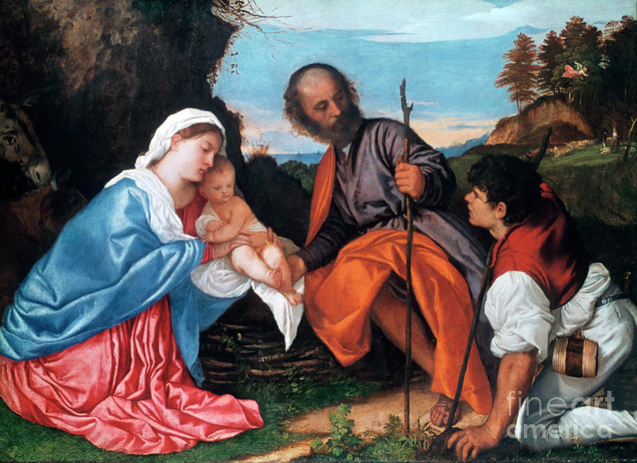 The Holy Family With A Shepherd, C1510 Drawing by Print Collector