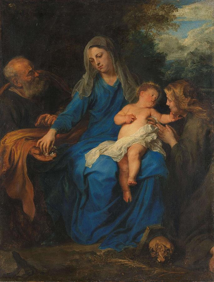 The Holy Family with Mary Magdalene. Painting by Anthony van Dyck -manner of-