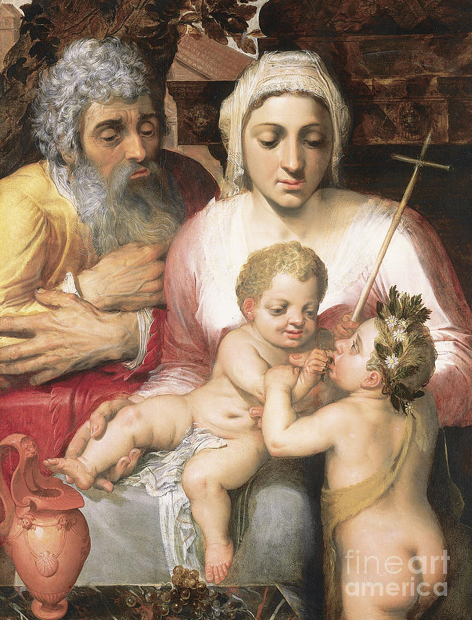 The Holy Family with Saint John the Baptist, 1546  Painting by Frans Floris
