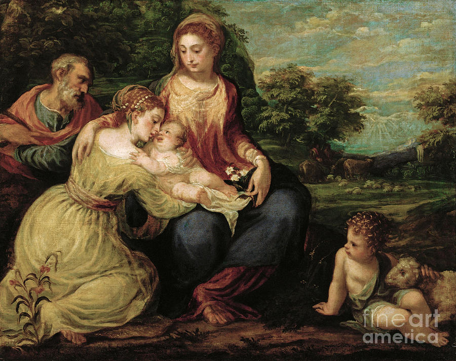 The Holy Family With Saints Catherine Drawing by Heritage Images