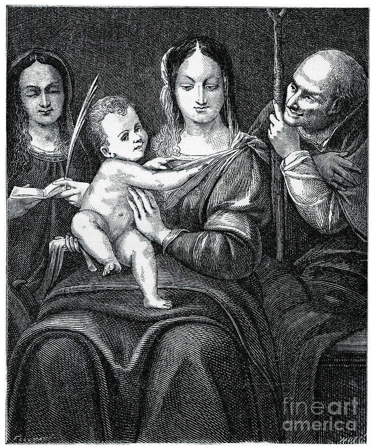 The Holy Family With St Catherine Drawing by Print Collector