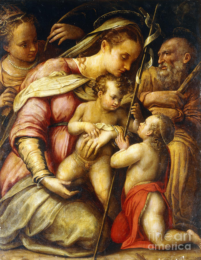 The Holy Family With The Infant Saint John The Baptist And Saint Catherine Painting by Lavinia Fontana