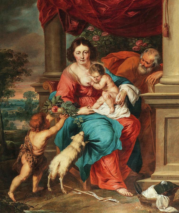 Jesus Christ Painting - The Holy Family With The Infant Saint John The Baptist by Workshop Of Peter Paul Rubens