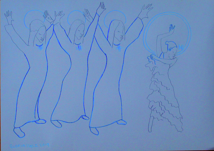 The Holy Trinity And  Mary  Mother of God  Lord of The Dance As Sung By Many A Choir Spain Painting by Gloria Ssali