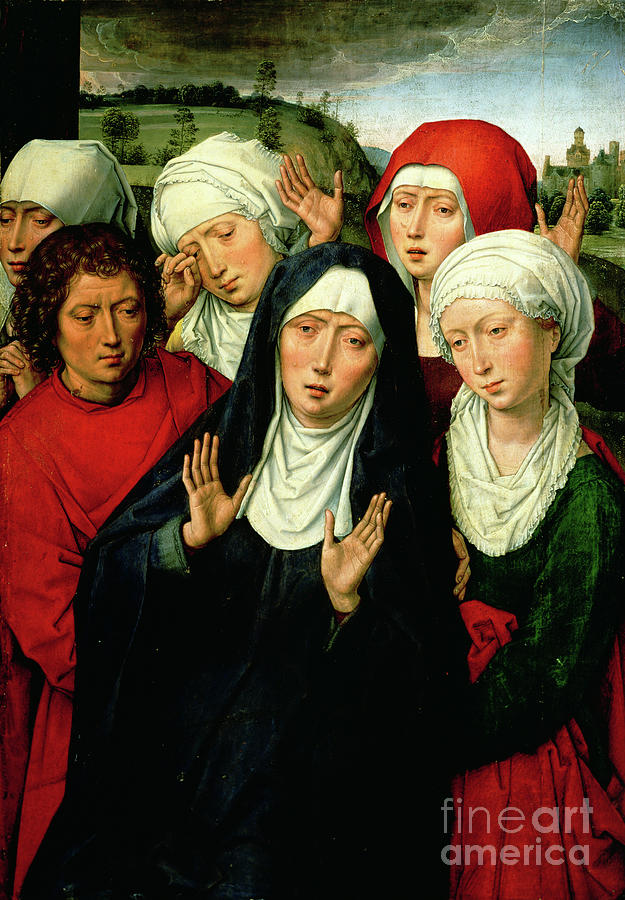 The Holy Women And St John, Right Hand Panel Of The Deposition Diptych, C.1492-94 Painting by Hans Memling