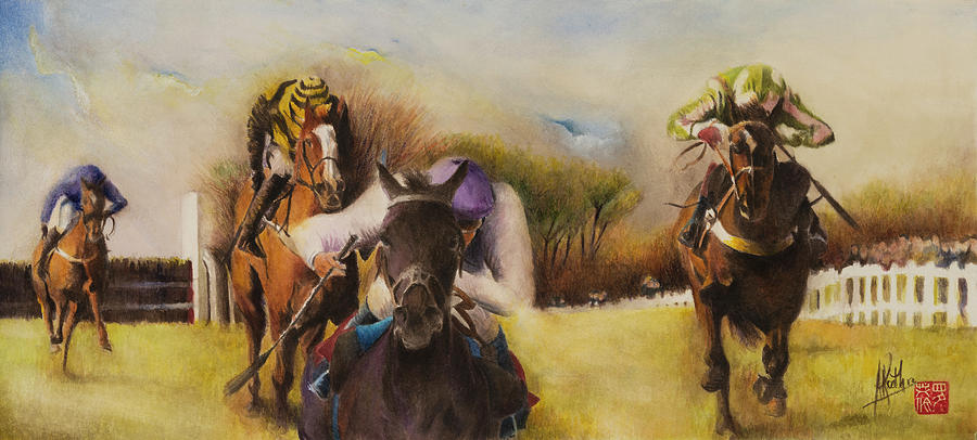 Horse Painting - The Home Straight by Alan Kirkland-Roath