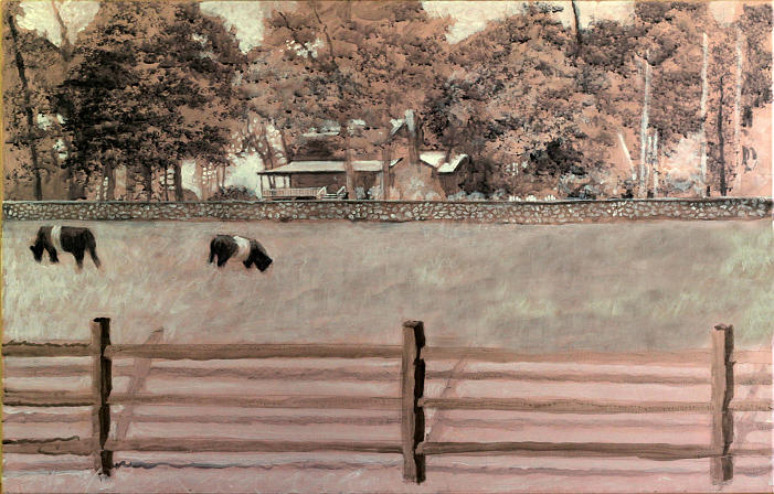 The Homstead drawing Painting by David Zimmerman