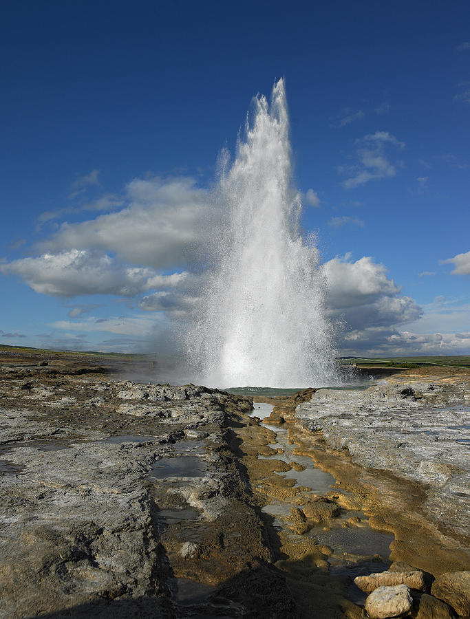 Summer Photograph - The Hot Spring Strokkur Geysir In Iceland by Cavan Images