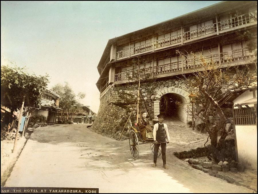 The Hotel at Takaradzuka in Kobe Handcolored japanese albumen print from a tourists album of the ear Painting by Celestial Images