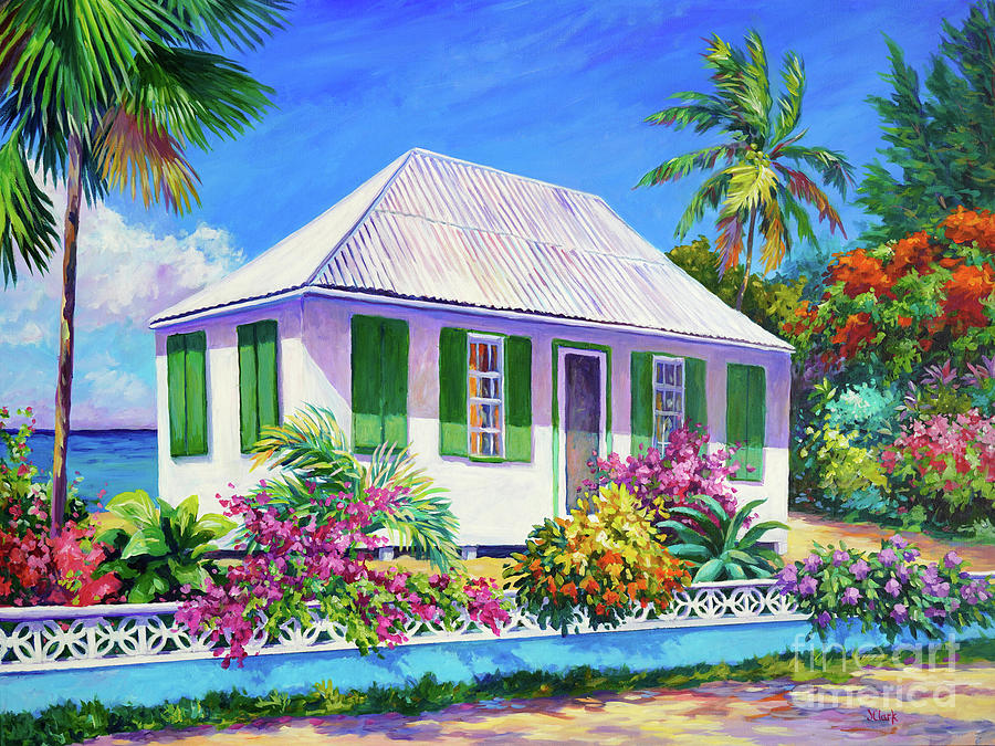 Cottage Painting - The House with Green Shutters by John Clark