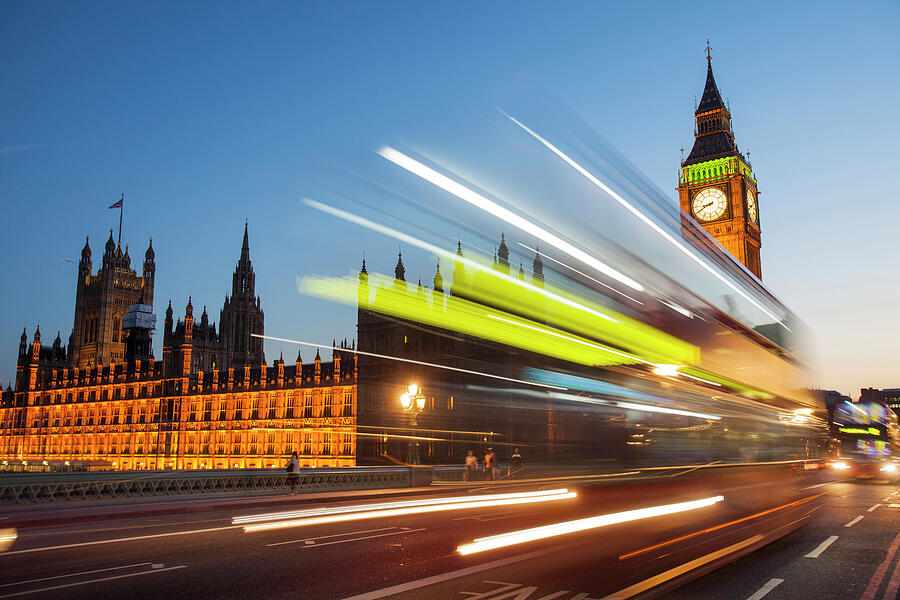 The Houses Of Parliament And Big Ben With A Bus Crossing Photograph by Ashley Cooper / Naturepl.com The Houses Of Parliament And Big Ben With A Bus Crossing Photograph by Ashley Cooper / Naturepl.com