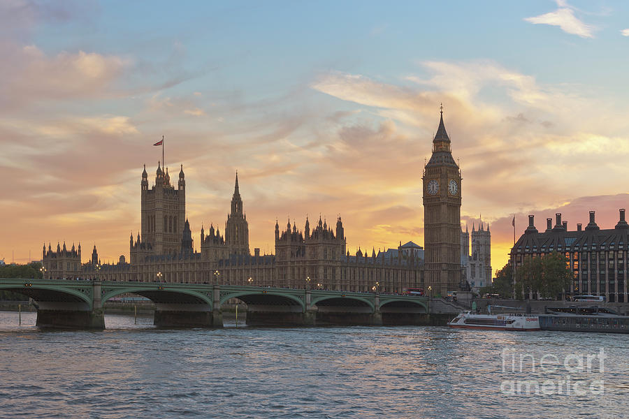 The Houses Of Parliament And Westminster Bridge At Dusk, London, Uk Photograph by 