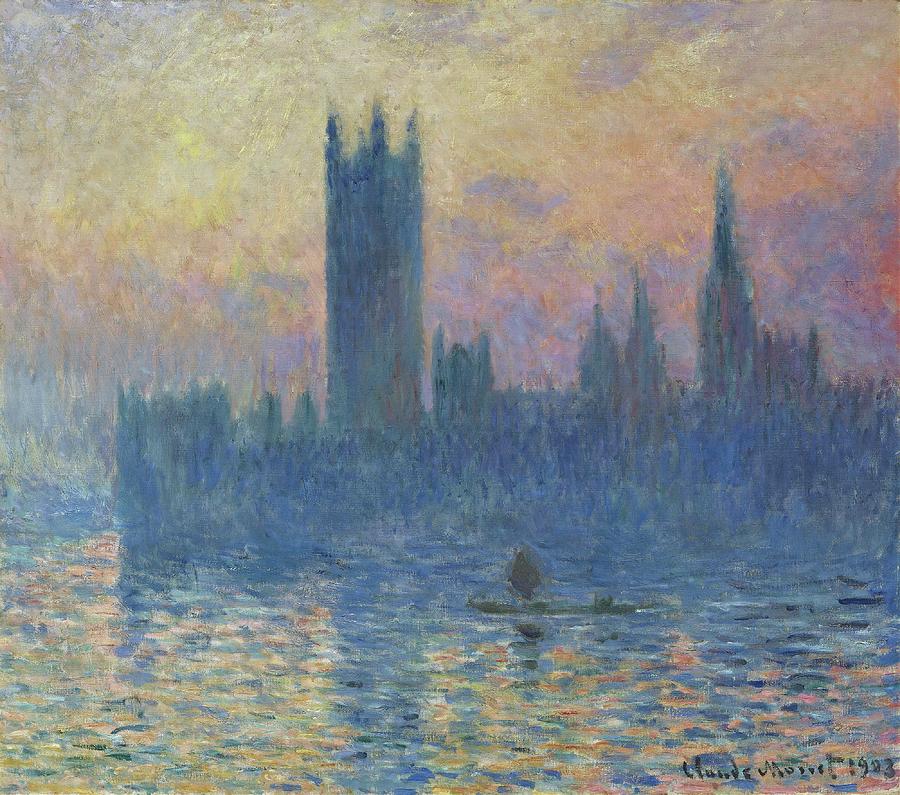 The Houses Of Parliamentsunset Painting By Claude Monet Fine Art America