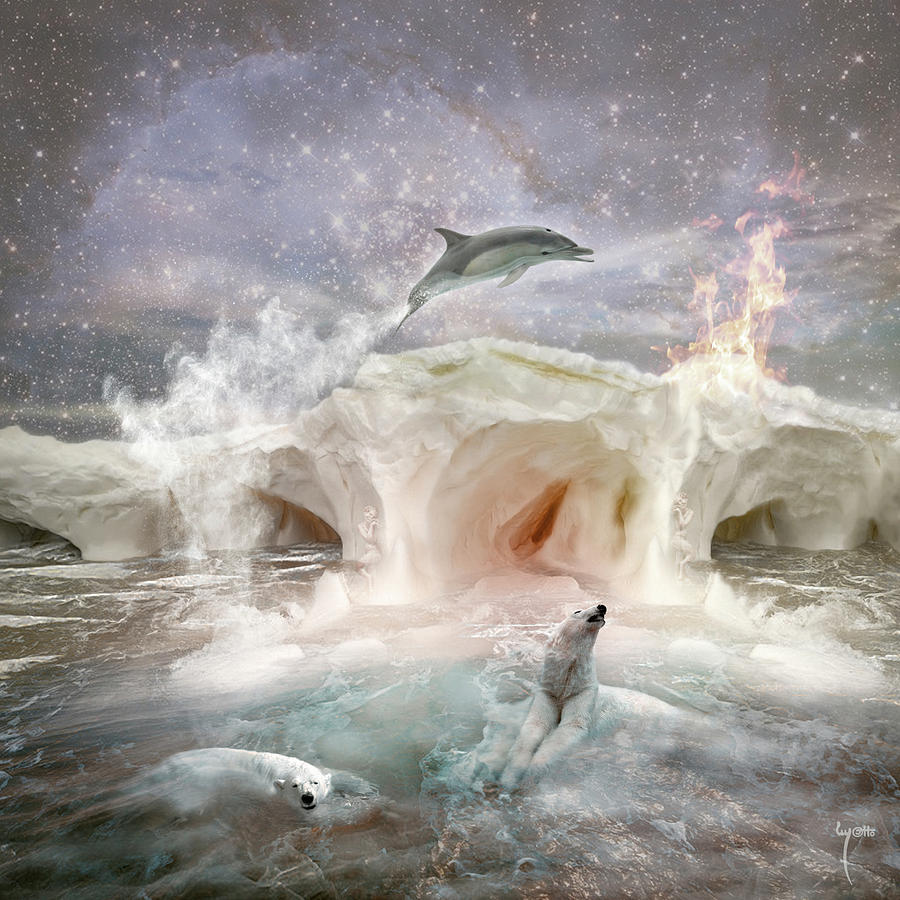 Dolphin Digital Art - The ice of oblivion by Remy Matto