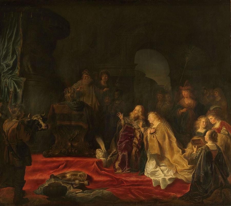 The Idolatry of King Solomon. Painting by Salomon Koninck - Pixels