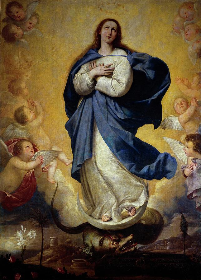 The Immaculate Conception, First half 17th century, Spanish School, Oil on can... Painting by Jusepe de Ribera -1591-1652-