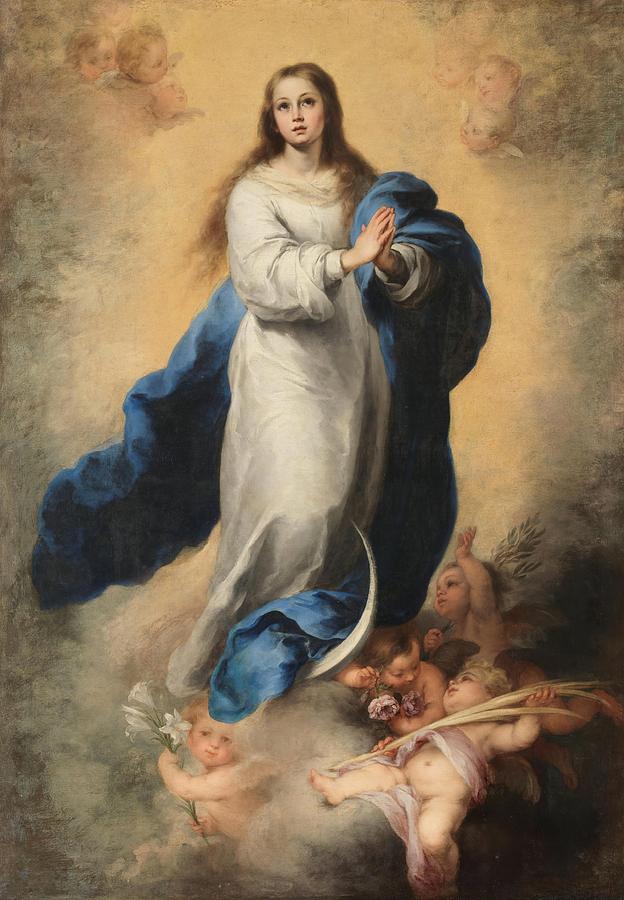 The Immaculate Conception of El Escorial, 1660-1665, Spanish School... Painting by Bartolome Esteban Murillo -1611-1682-