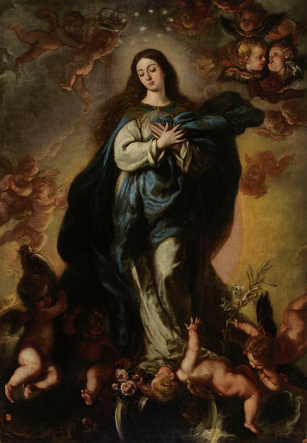 The Immaculate Conception, Second half 17th century, Spanish School, Oil on ca... Painting by Claudio Coello -1642-1693-